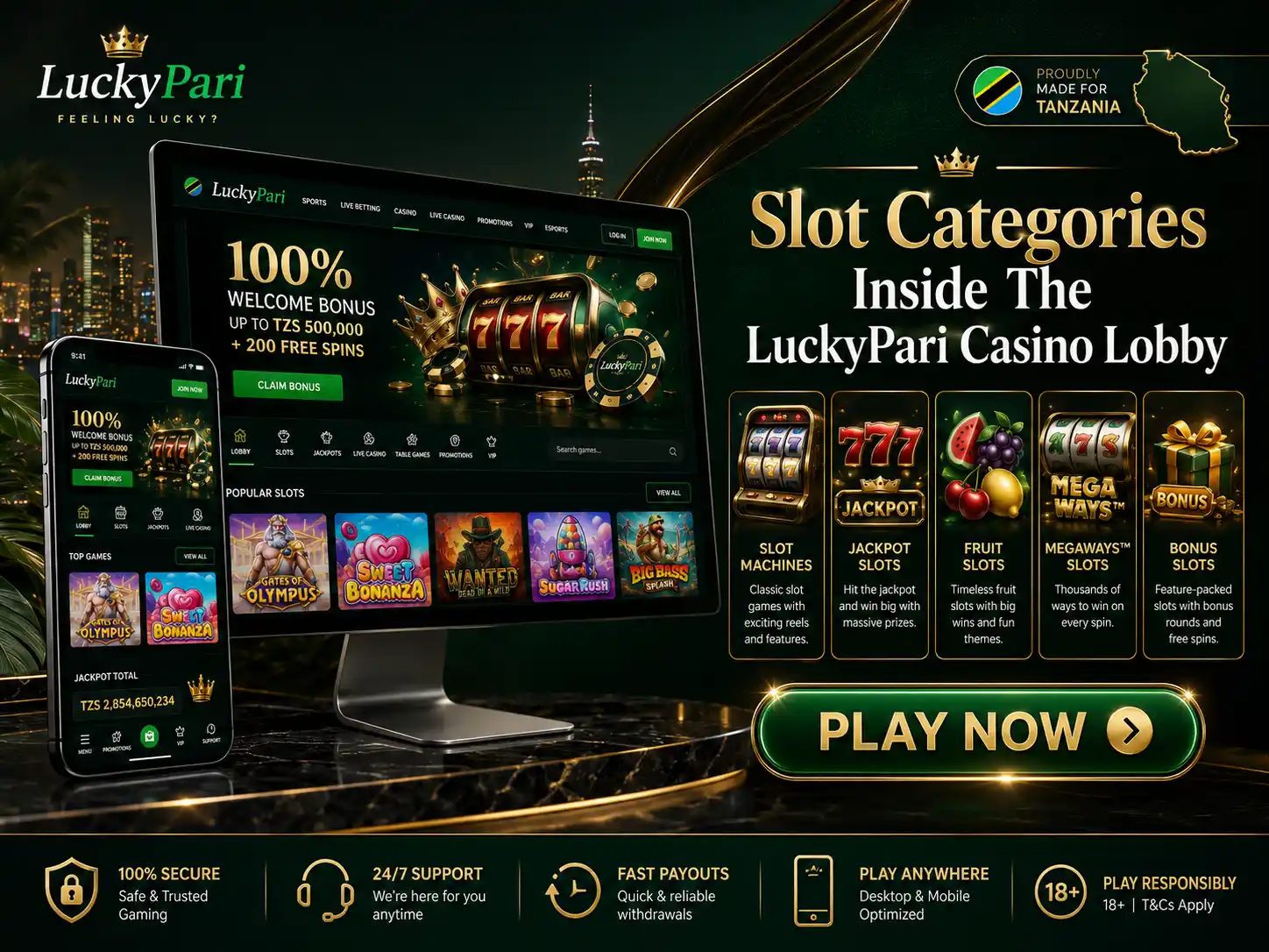 Slot Categories Inside The LuckyPari Casino Lobby