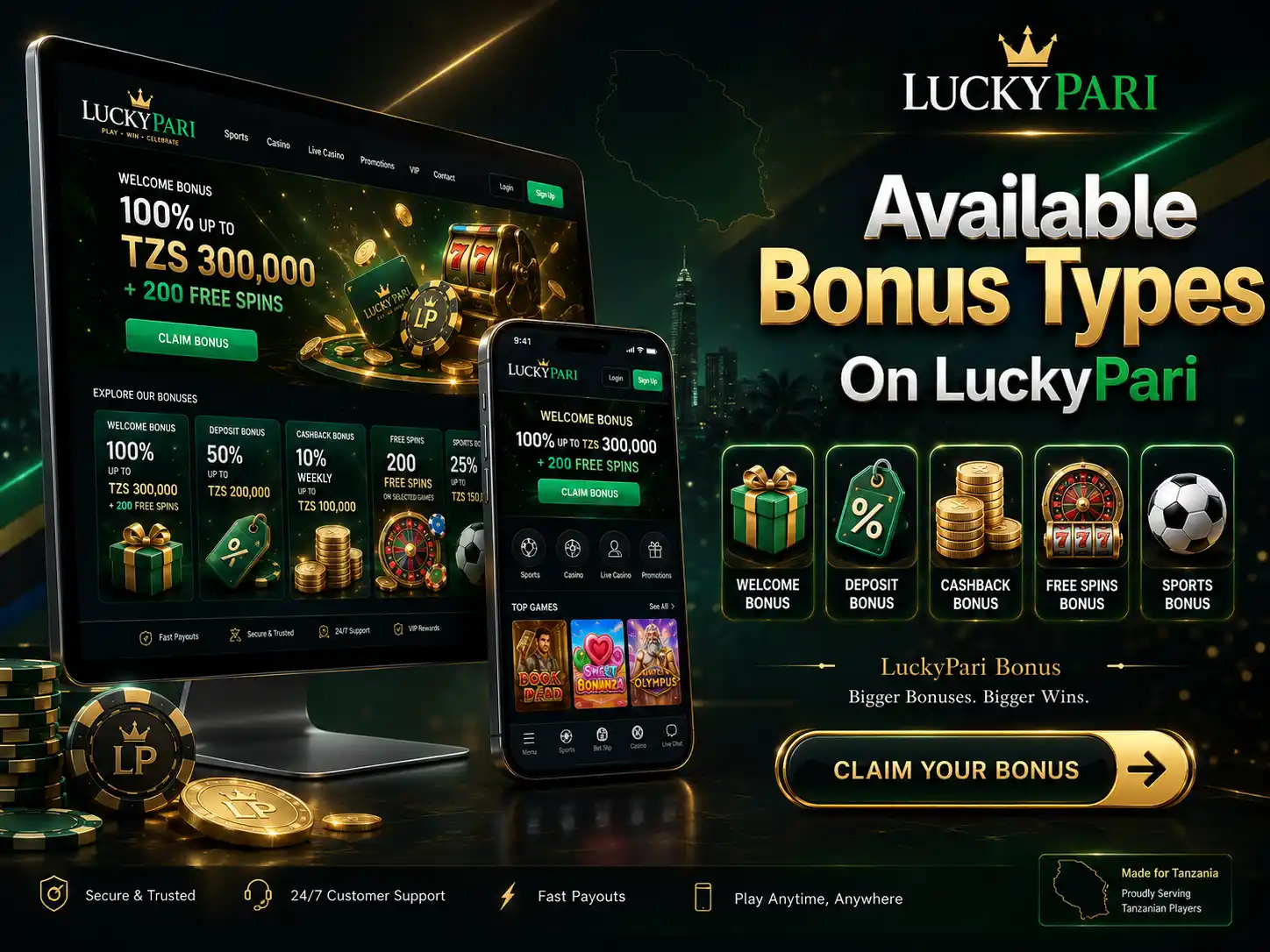 Available Bonus Types On LuckyPari
